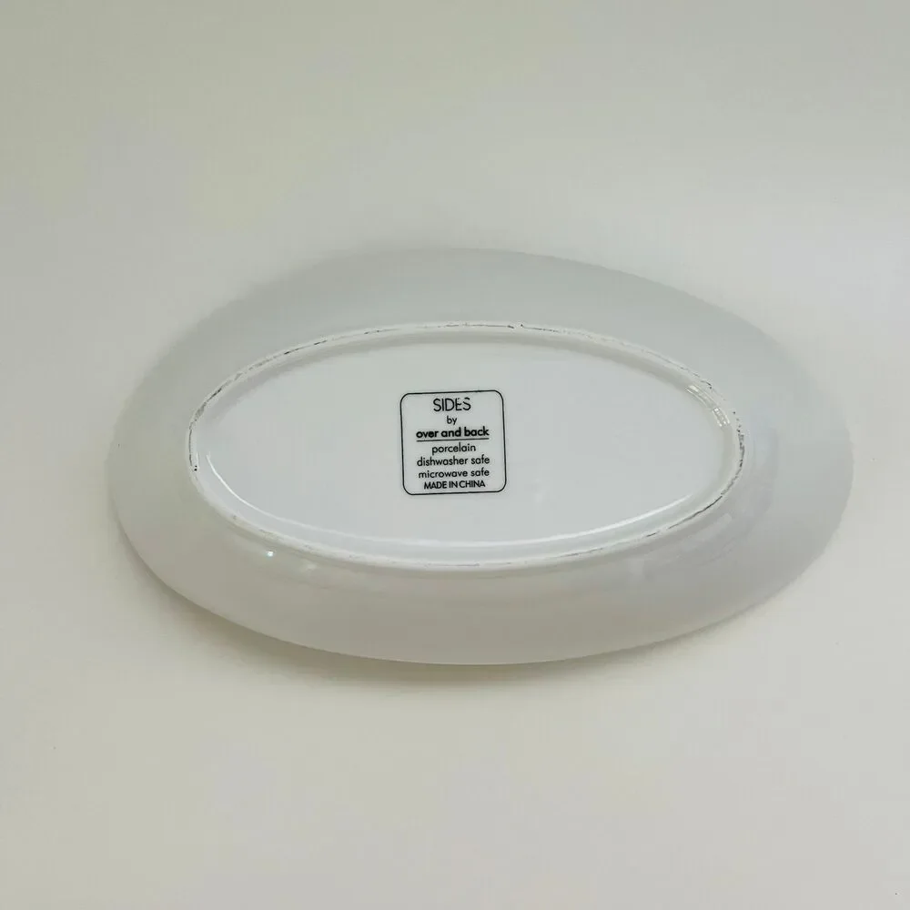 SIDES by OVER & BACK White Porcelain Oval Curved Boat Serving Bowl
